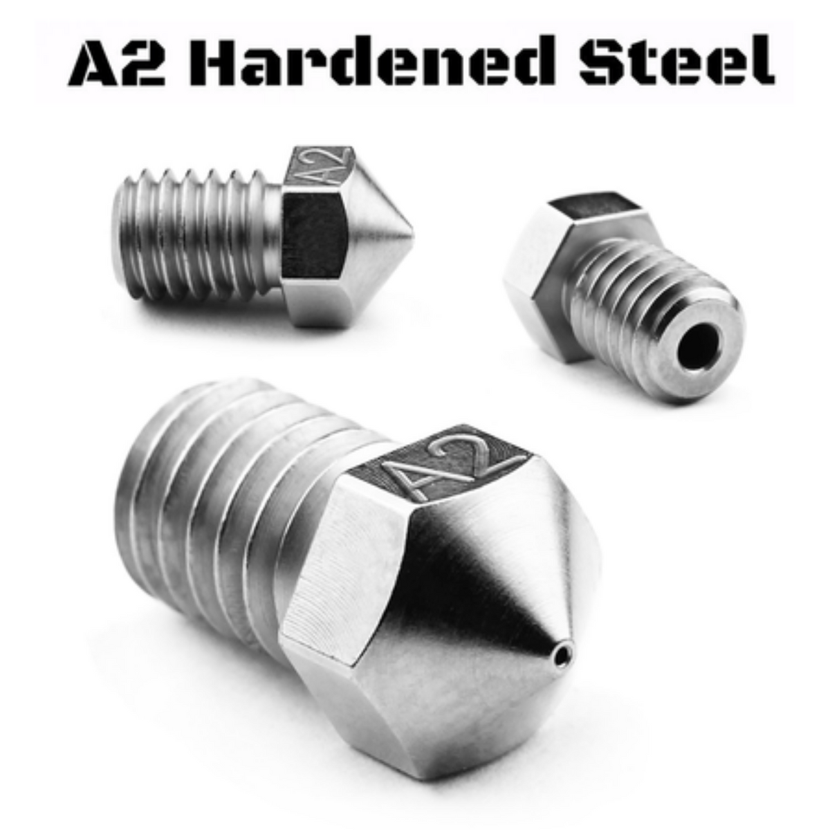 Plated A2 Hardened Tool Steel Nozzle RepRap - M6 Thread 1.75mm Filament - 0.4mm - M2573 - 04 - DREMC STORE
