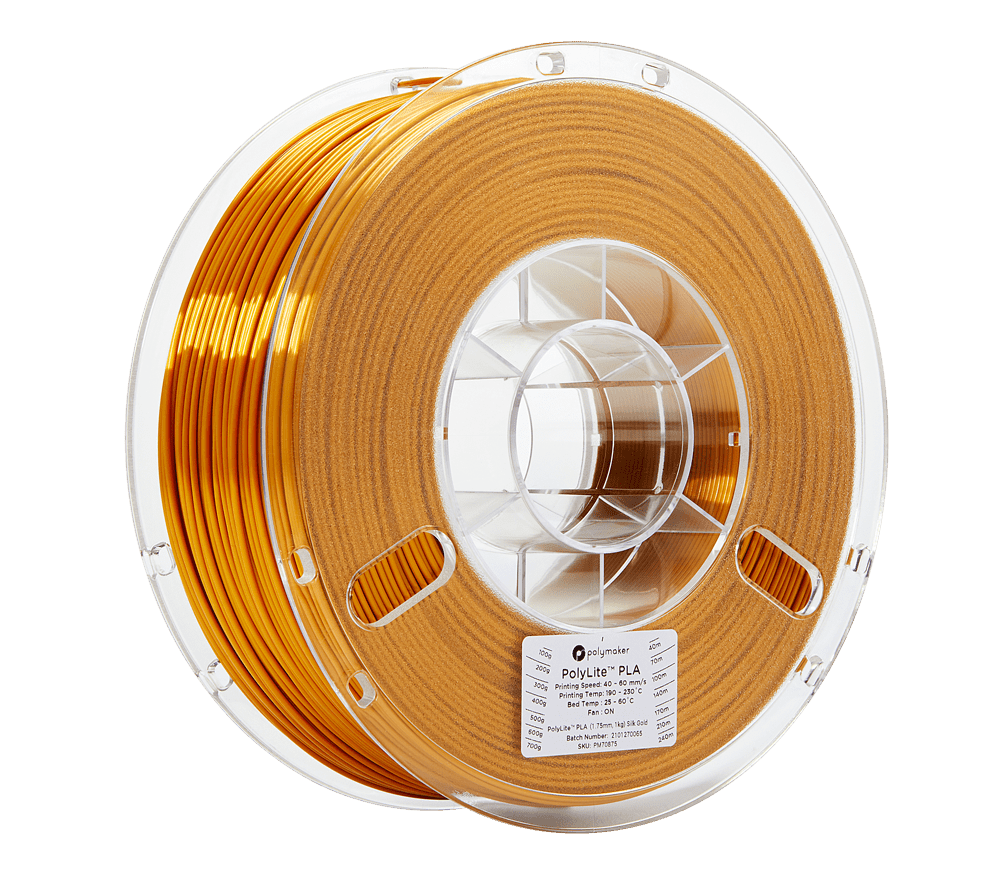 PolyMaker PolyLite Silk PLA 1.75mm Filament 1kg - Gold - PA03001 - DREMC STORE