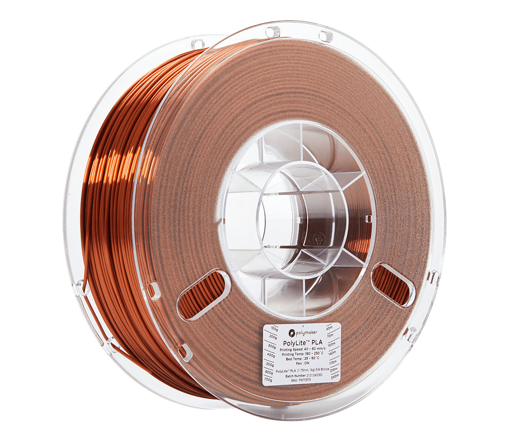 PolyMaker PolyLite Silk PLA 1.75mm Filament 1kg - Bronze - PA03003 - DREMC STORE