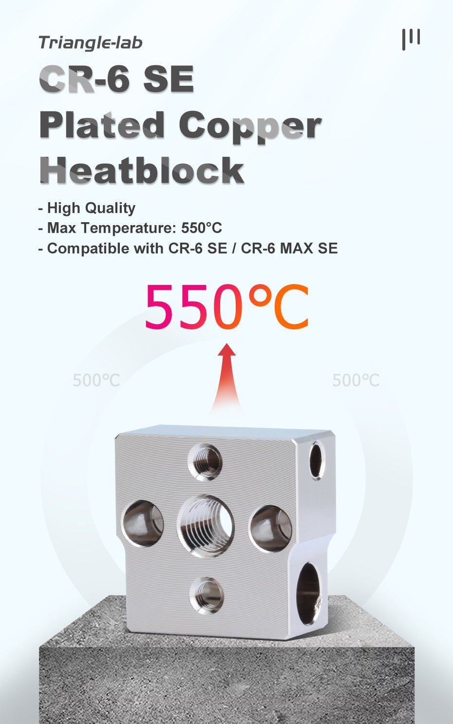 Trianglelab Upgrade CR 6 SE / MAX Compatible Copper Plated Heater Block - 72899241 - DREMC STORE