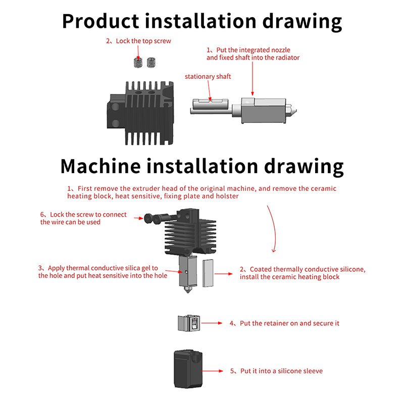 TZ1.0 Bambu Labs Hotend Upgrade - For Bambu Labs X1 / P1P Comptaible - Pre - assembled - 0.4mm - BM - HHA - 04 - DREMC STORE