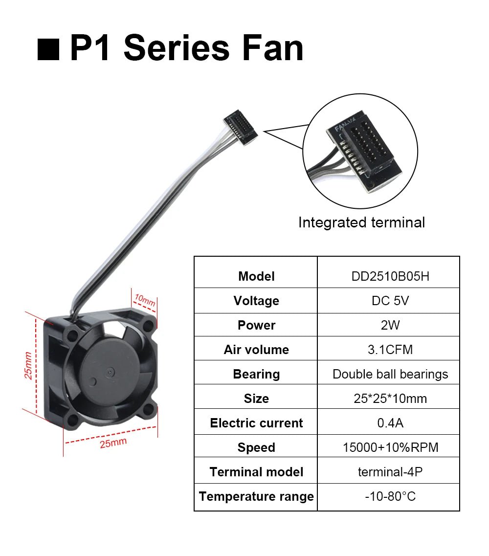 2510 Axial Hotend Fan 5V by Trianglelab for Bambu P1 Series - 2510 Axial Hotend - TL - DD2510B05H - DREMC STORE