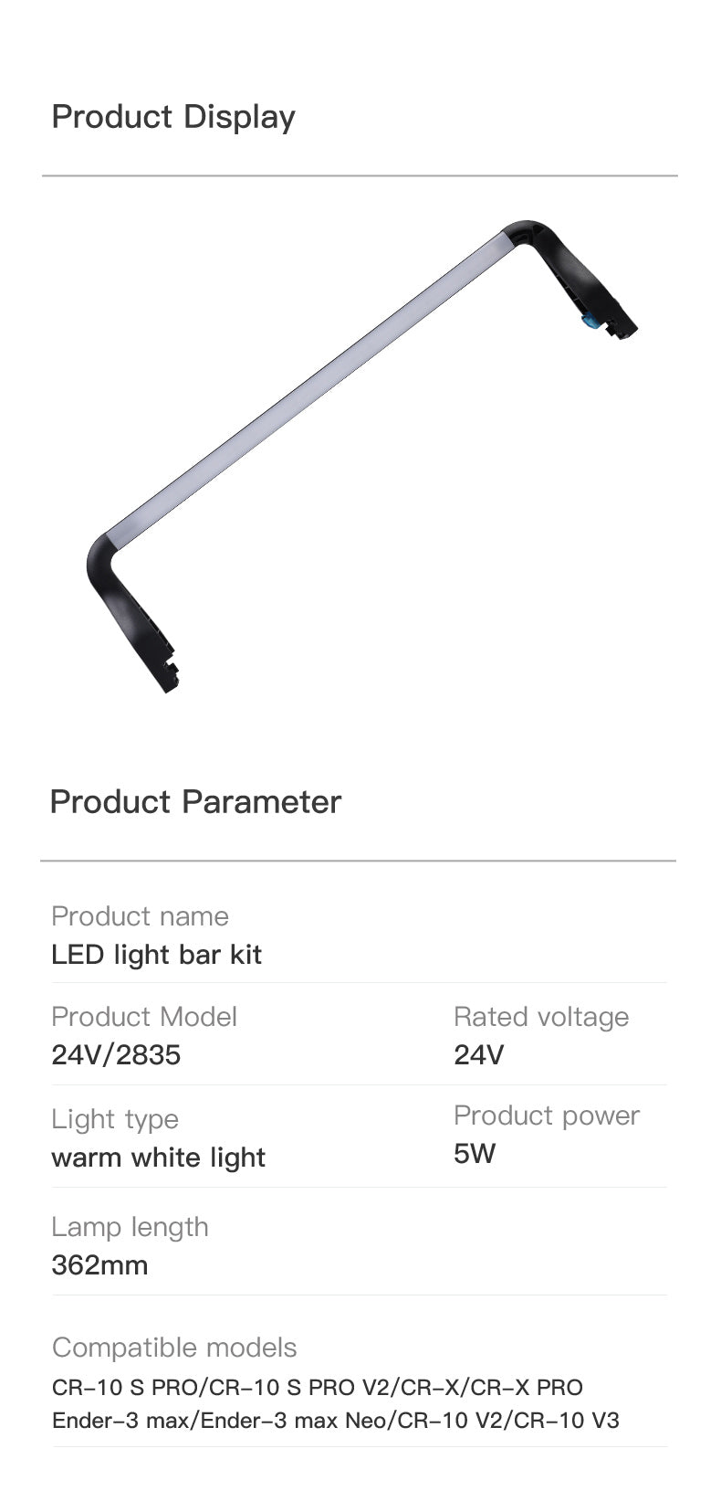 Ender-3 S1 / Ender 3 V2 / Ender 3 V3 LED Light Bar Kit