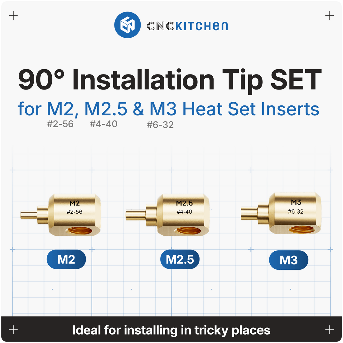 90° Installation Tip SET M2, M2.5 & M3 - For Tricky Places - 4262391012574 - DREMC STORE