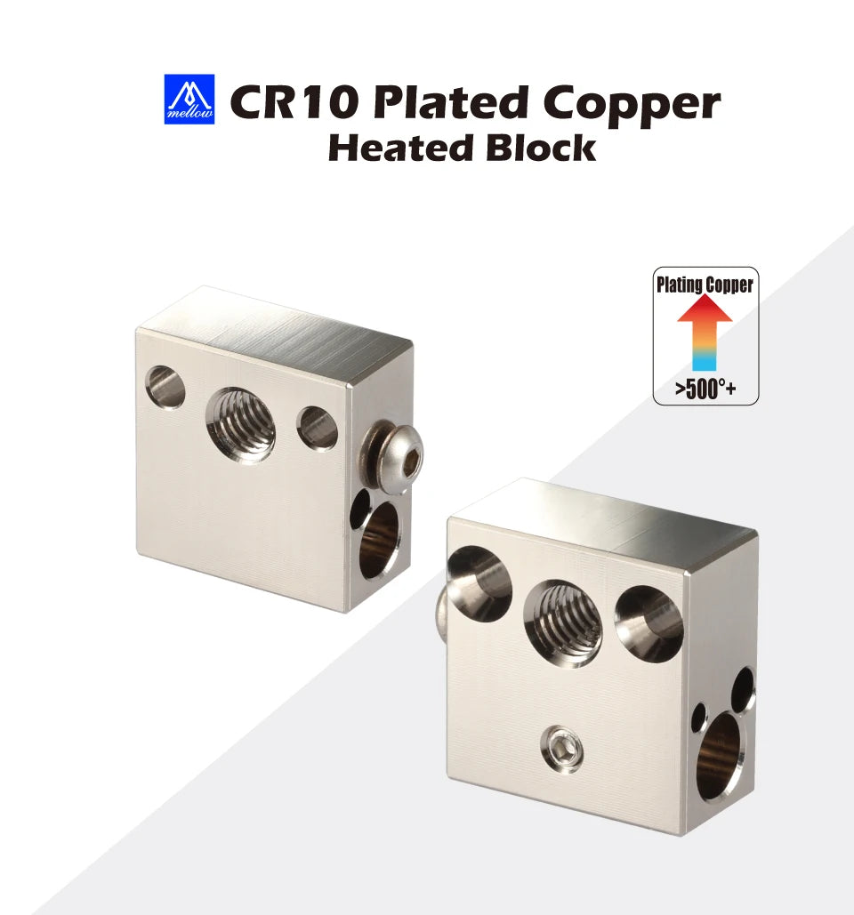 MK8 Heater Block Kit (Plated Copper) Cartridge Edition