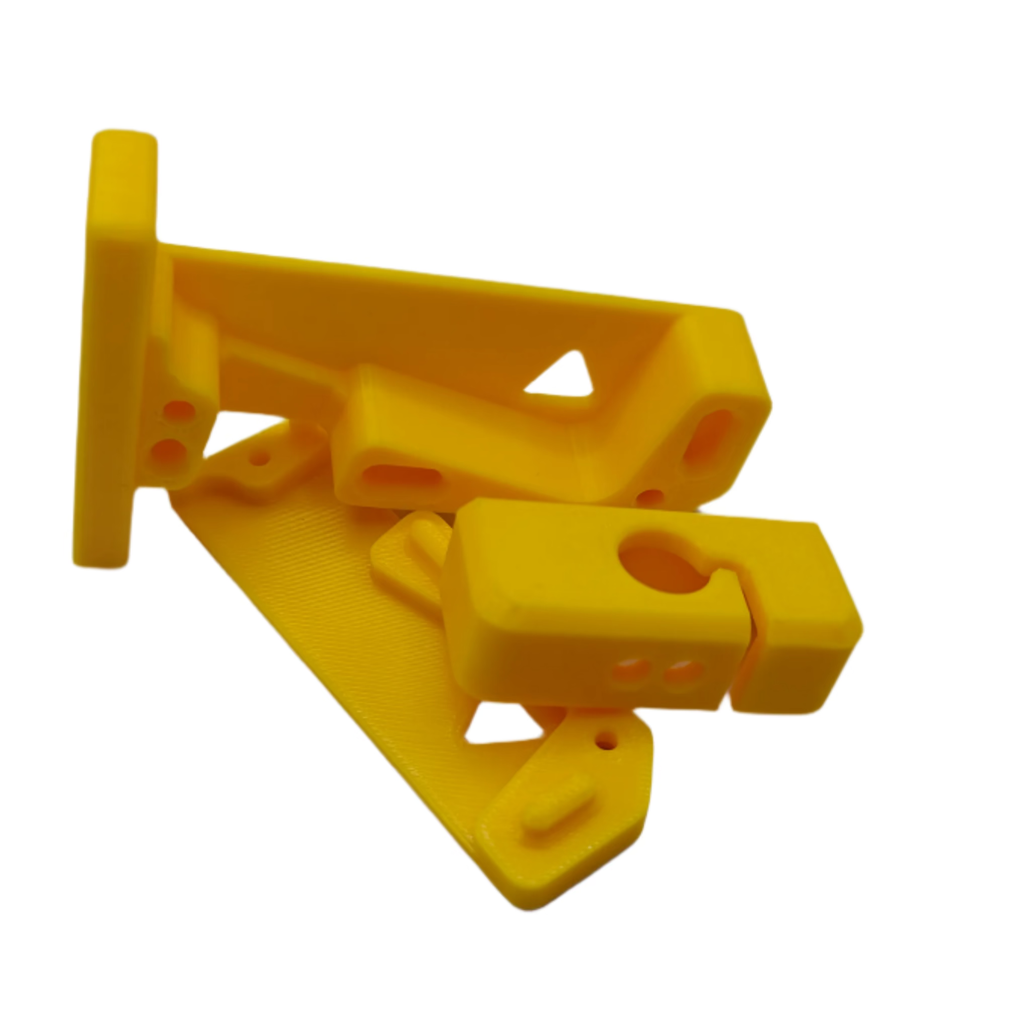 DREMC ASA Yellow plastic bracket on a white background