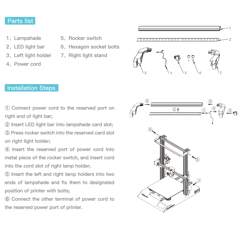 [OPEN BOX] Ender-3 S1 / Ender 3 V2 LED Light Bar Kit