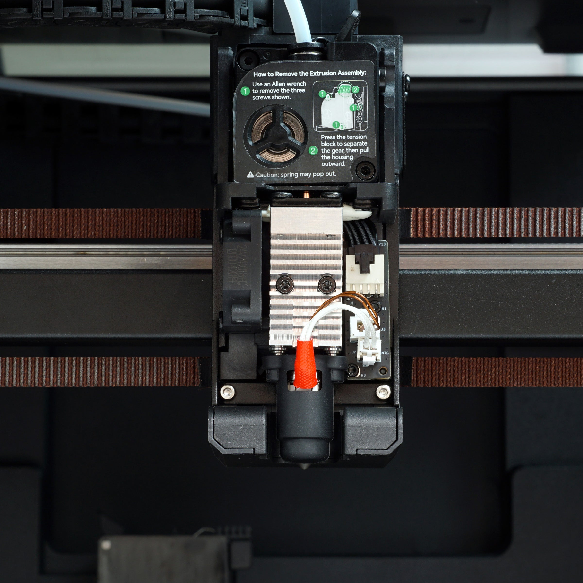 Flow Tech K2 Plus hotend installed on K2 Plus Toolhead/3D Printer with fan cover removed