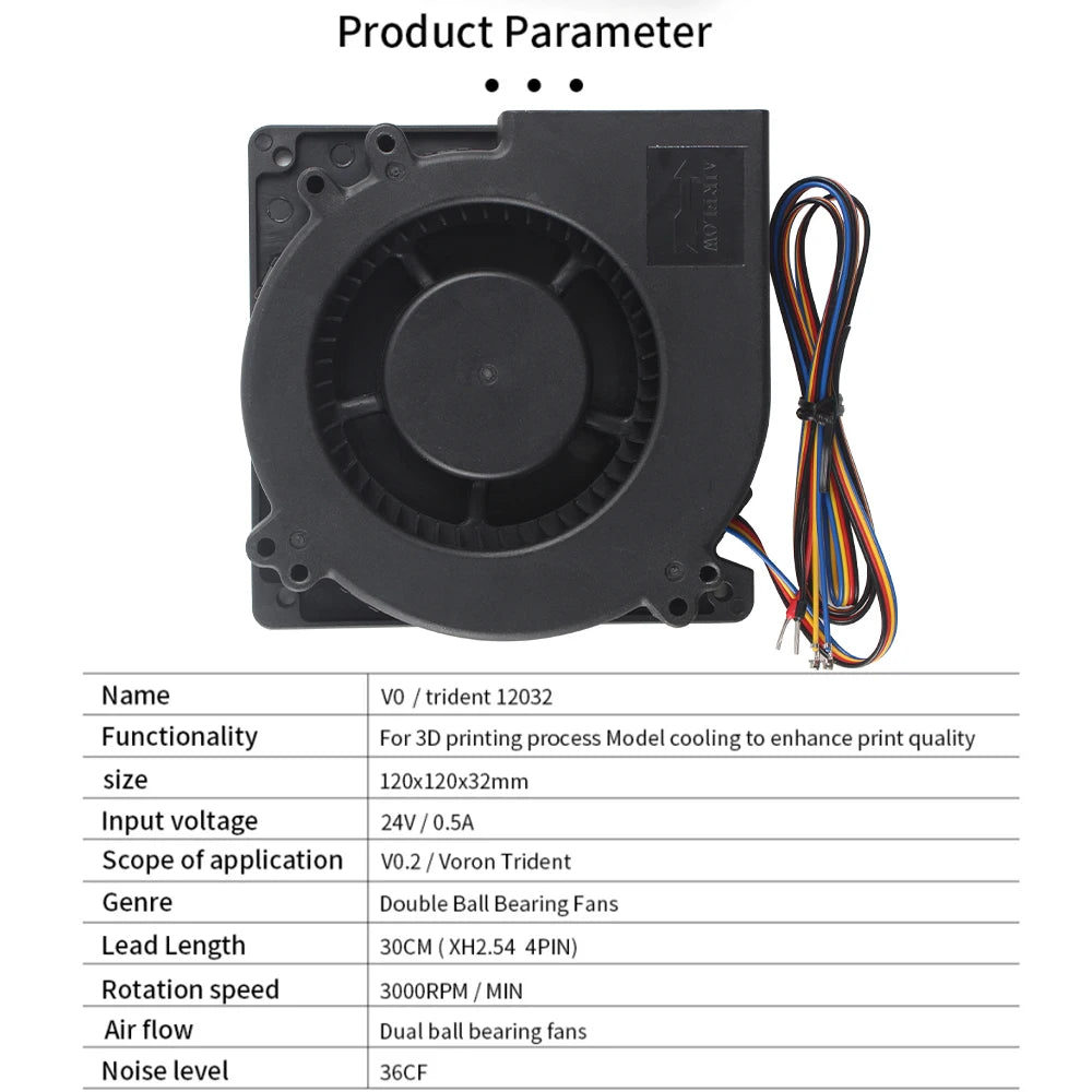 120mm x 32mm 12032 Fysetc 24V Auxiliary Cooling Fan