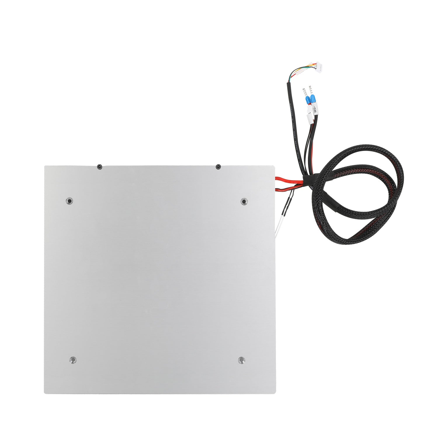 Metal panel with wiring on a white background