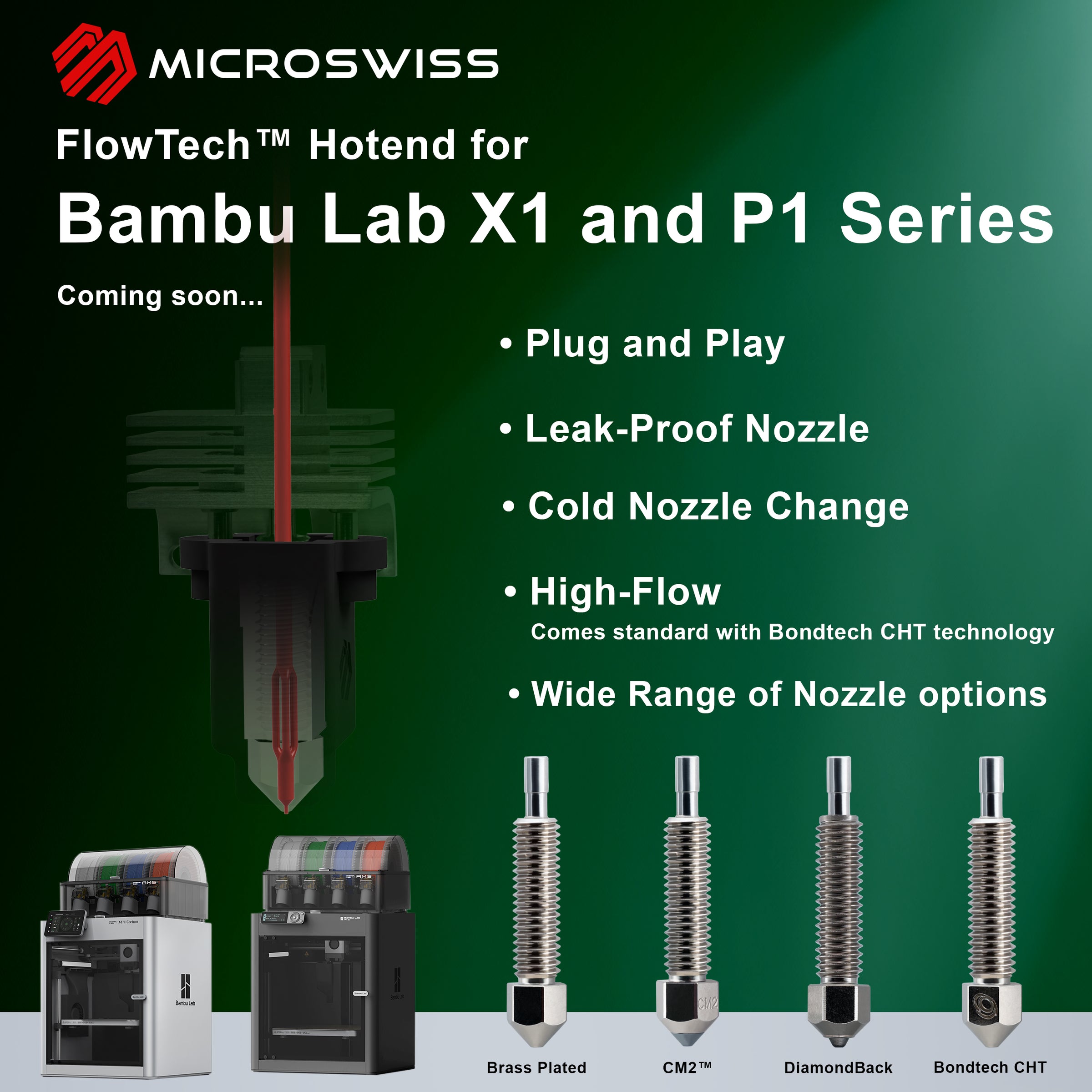 FlowTech™ Hotend for Bambu Lab X1 and P1 Series