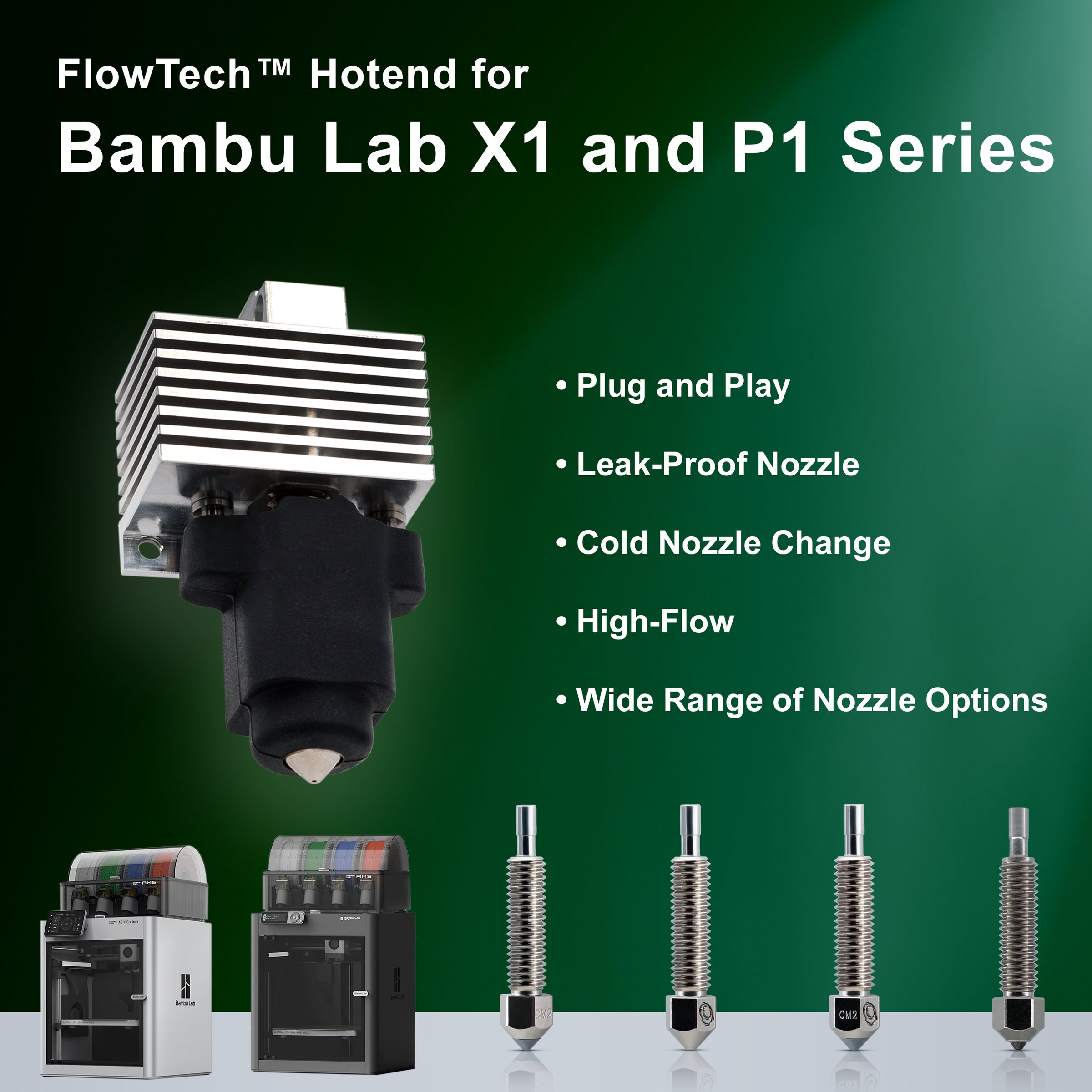 FlowTech™ Hotend for Bambu Lab X1 and P1 Series