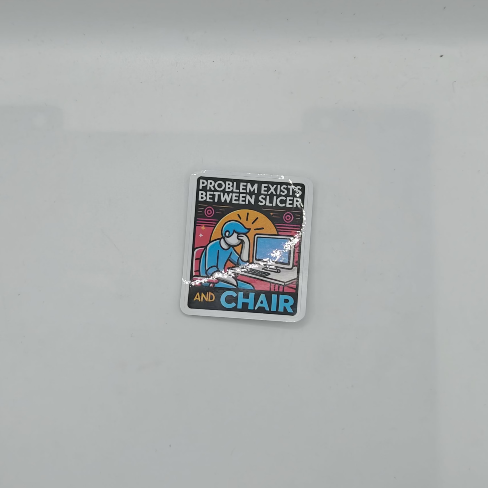 Small sticker on a white background