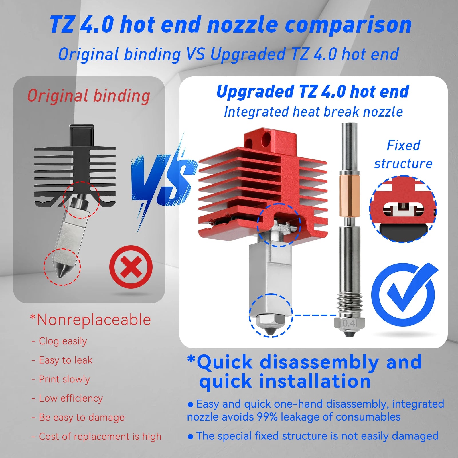 Bambu Labs Hotend Upgrade TZ 4.0 For Bambu Labs X1 / P1P Comptaible