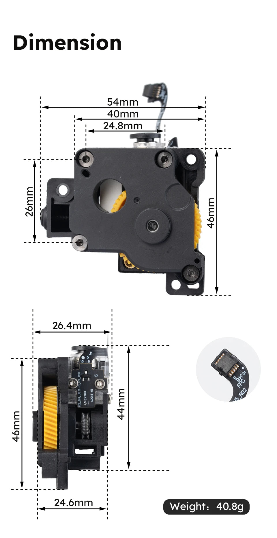 Bambu Lab P1S/P1P/X1C Extruder with filament Sensor - TL