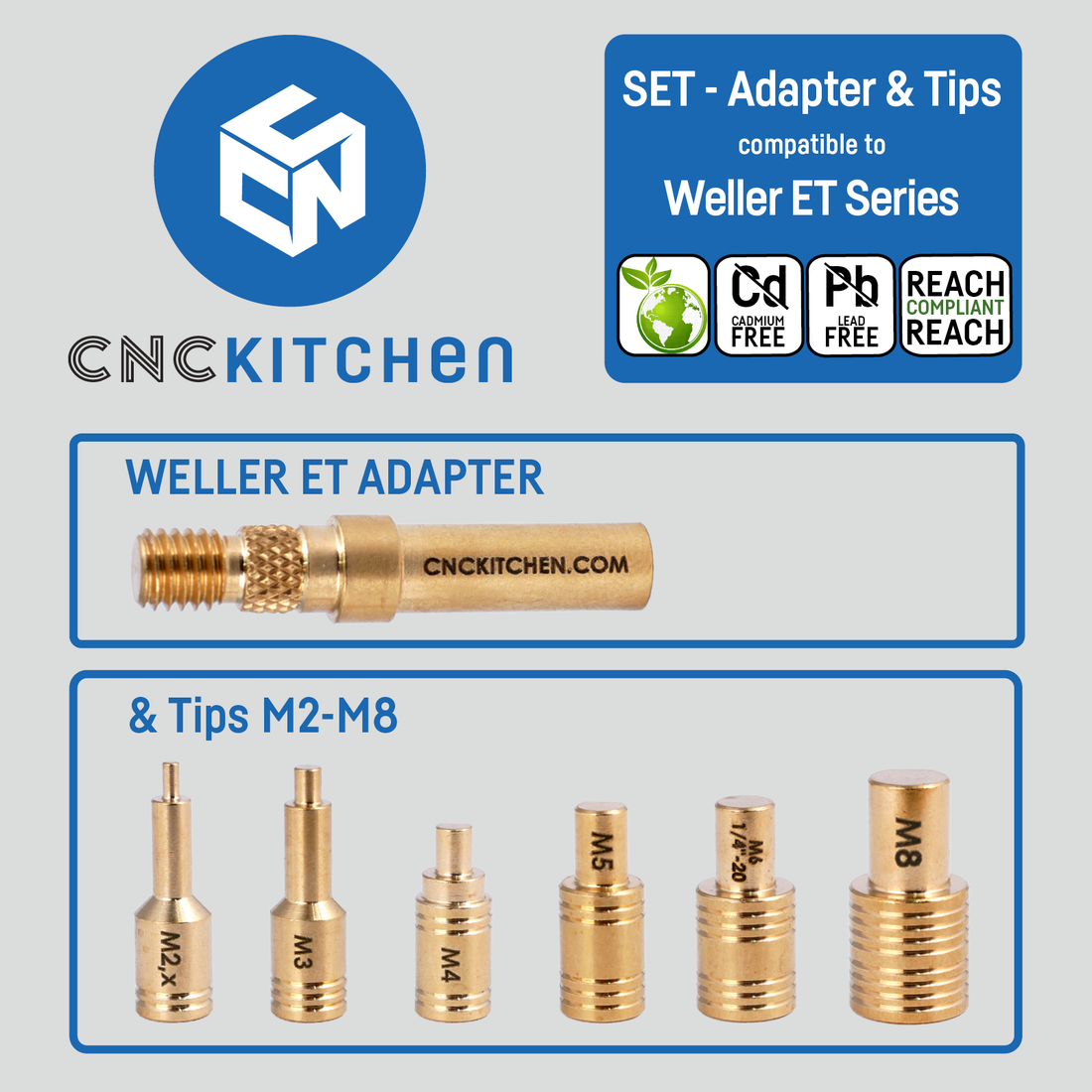 CNC Kitchen Soldering Tips SET compatible with Weller ET