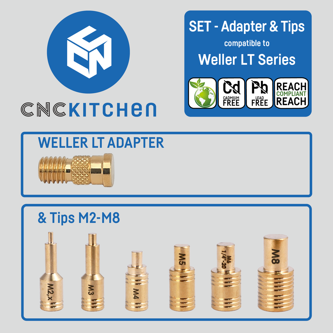 CNC Kitchen Soldering Tips SET compatible with Weller LT