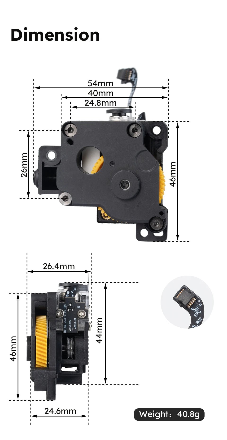 Bambu Lab P1S/P1P/X1C Extruder with filament Sensor - TL - For P1S / P1P - TL-BP1-EXT - DREMC STORE 3D Printing Supplies