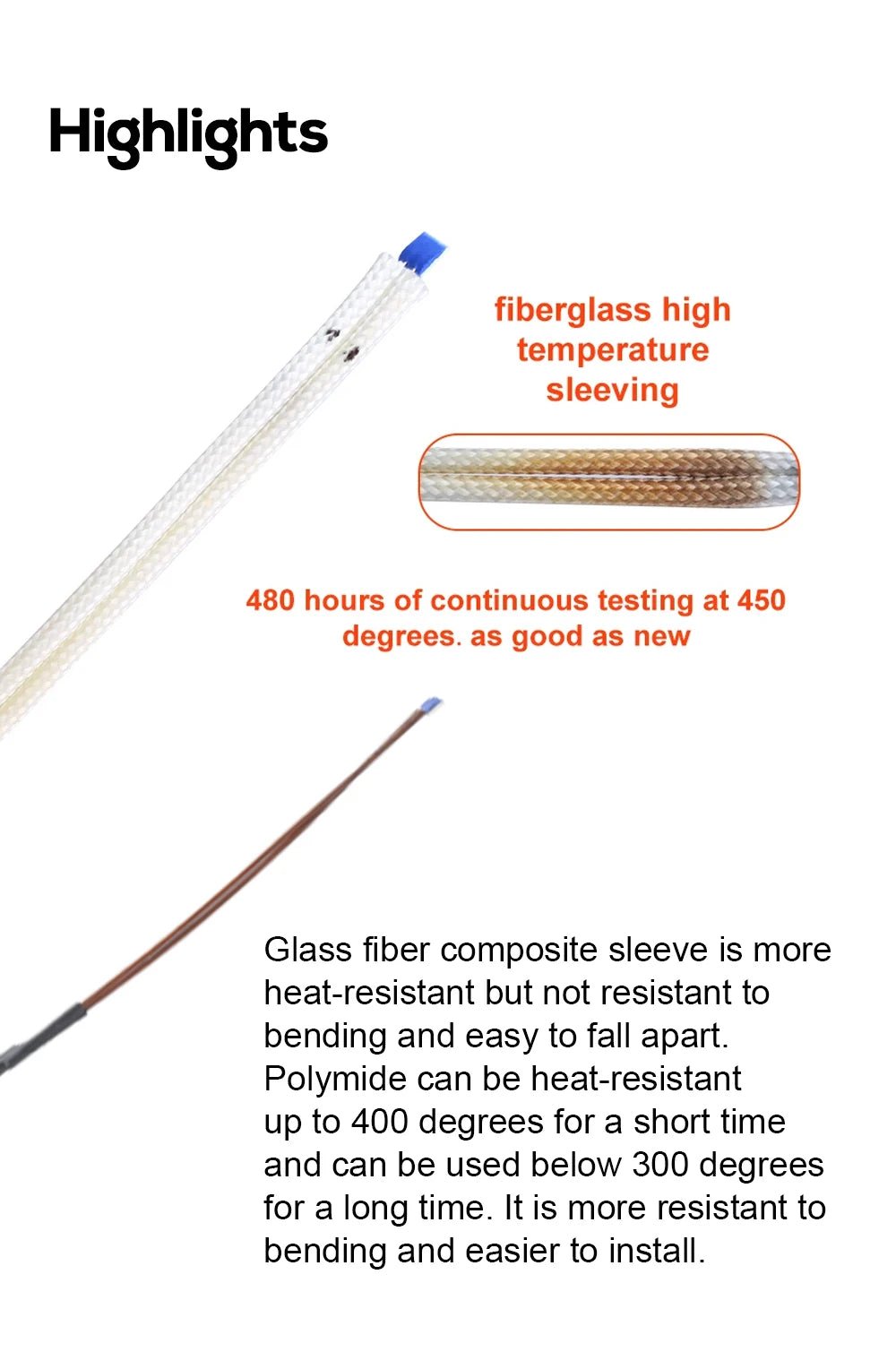 Bare PT1000 Thermistor for Rapido V1/V2 / Triangle Labs CHC - Fiberglass Thermistor - TL - PT1000 - BARE - 2 - DREMC STORE