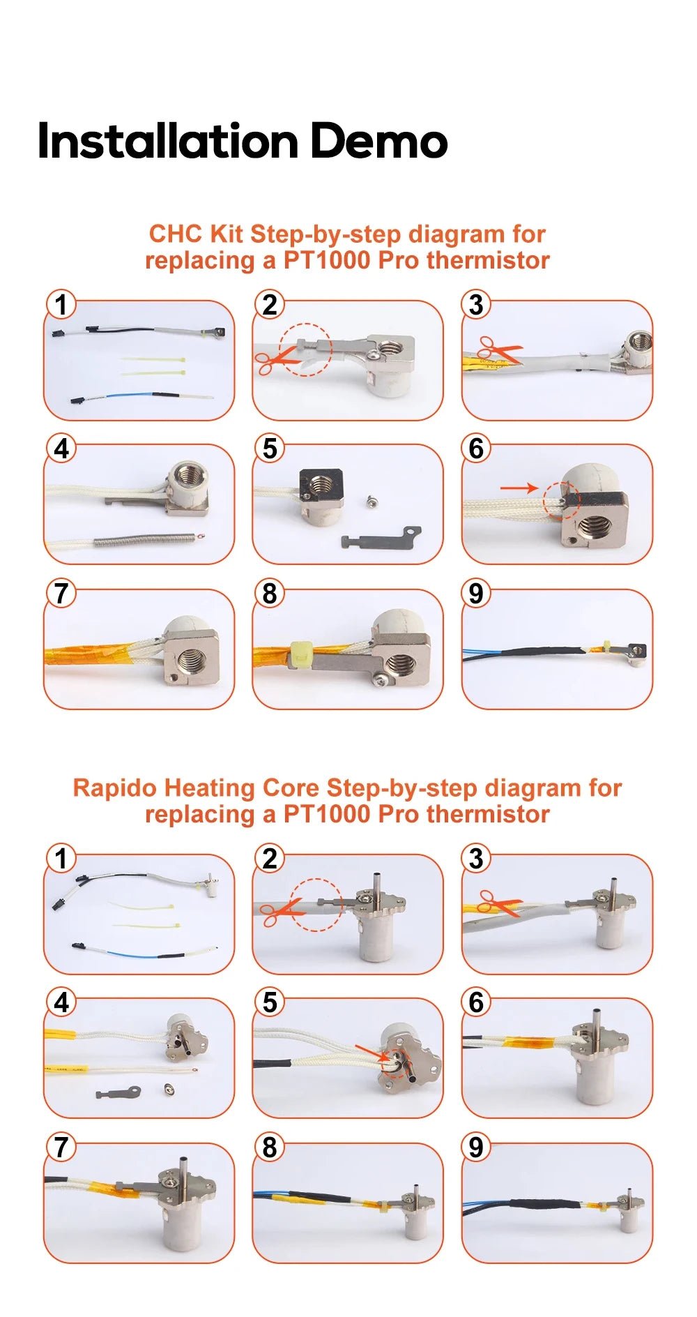 Bare PT1000 Thermistor for Rapido V1/V2 / Triangle Labs CHC - Fiberglass Thermistor - TL - PT1000 - BARE - 2 - DREMC STORE