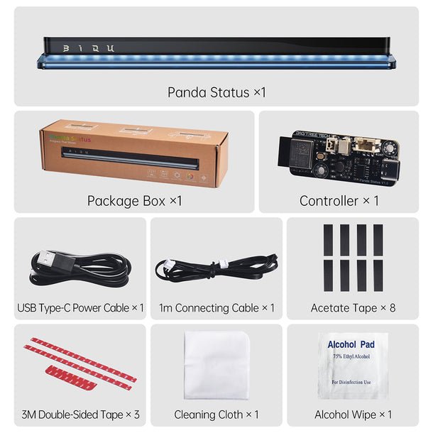 List of items included in a kit with labels and images