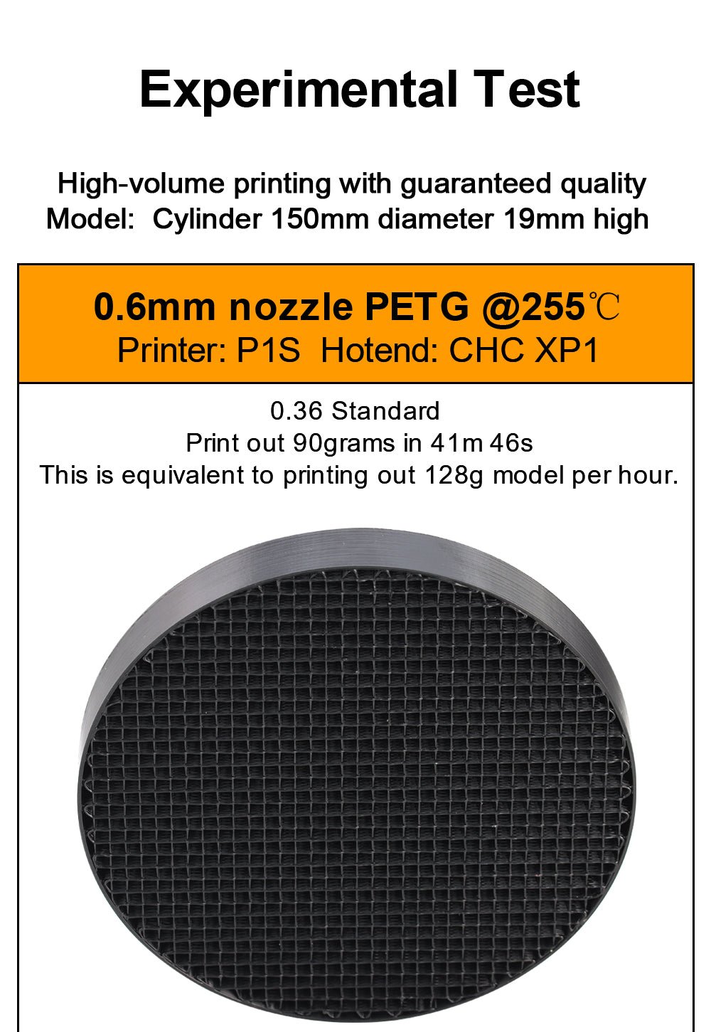 CHC XP1 High Flow Hotend for Bambu X1 and P1 Series PETG Flow Test