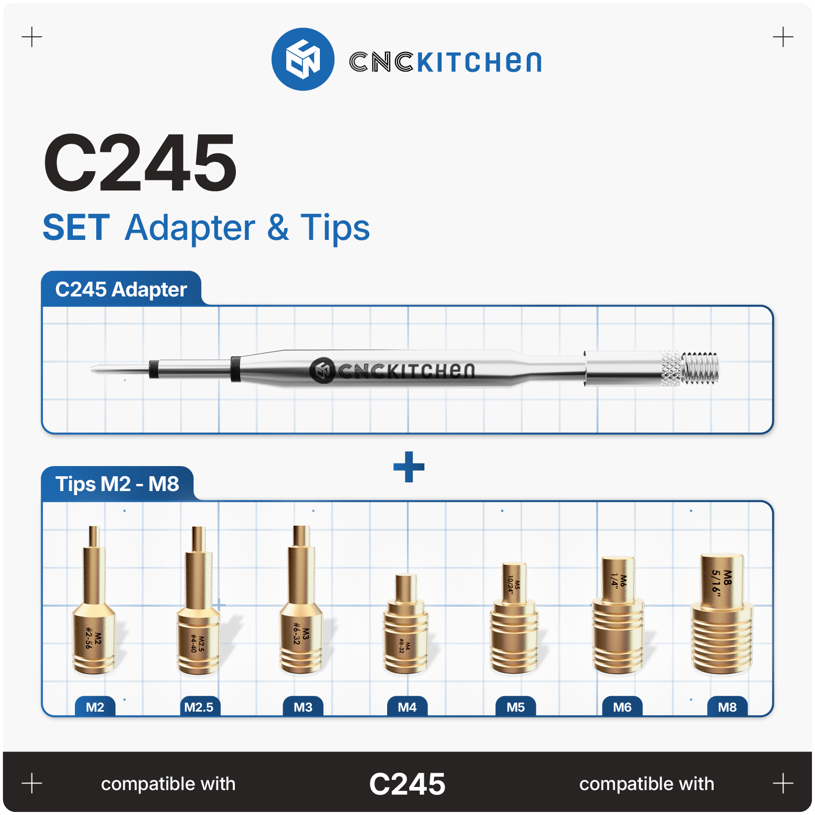 CNC Kitchen C245 Heat Insert Installation Tips Set - TC-SET-C245 - DREMC STORE 3D Printing Supplies