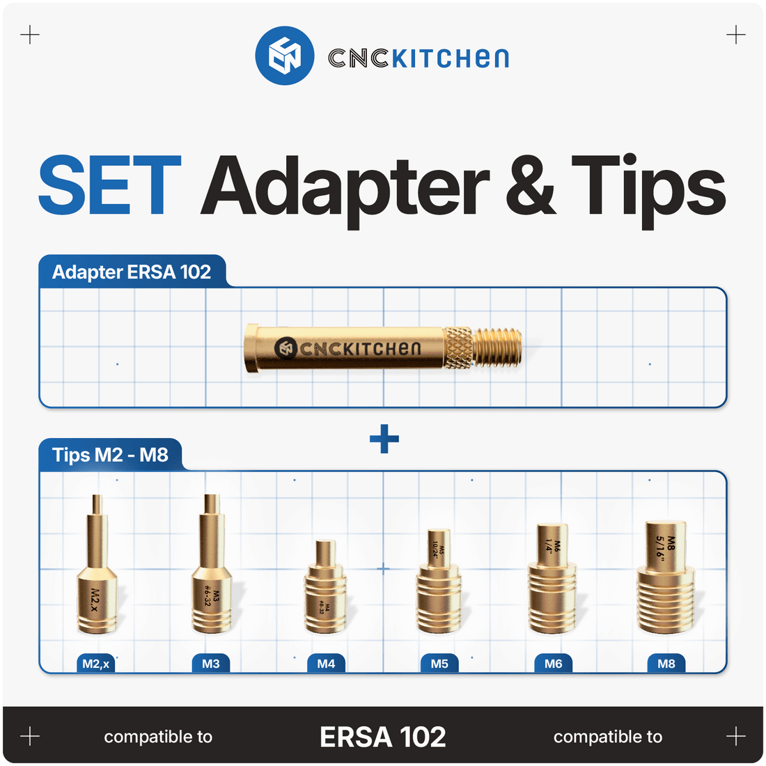 CNC Kitchen Soldering Tips SET compatible with ERSA tip series 102 - 4262391010198 - DREMC STORE