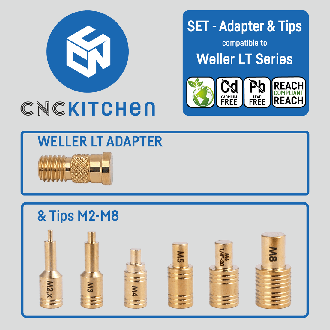 CNC Kitchen Soldering Tips SET compatible with Weller LT - 4262391010174 - DREMC STORE