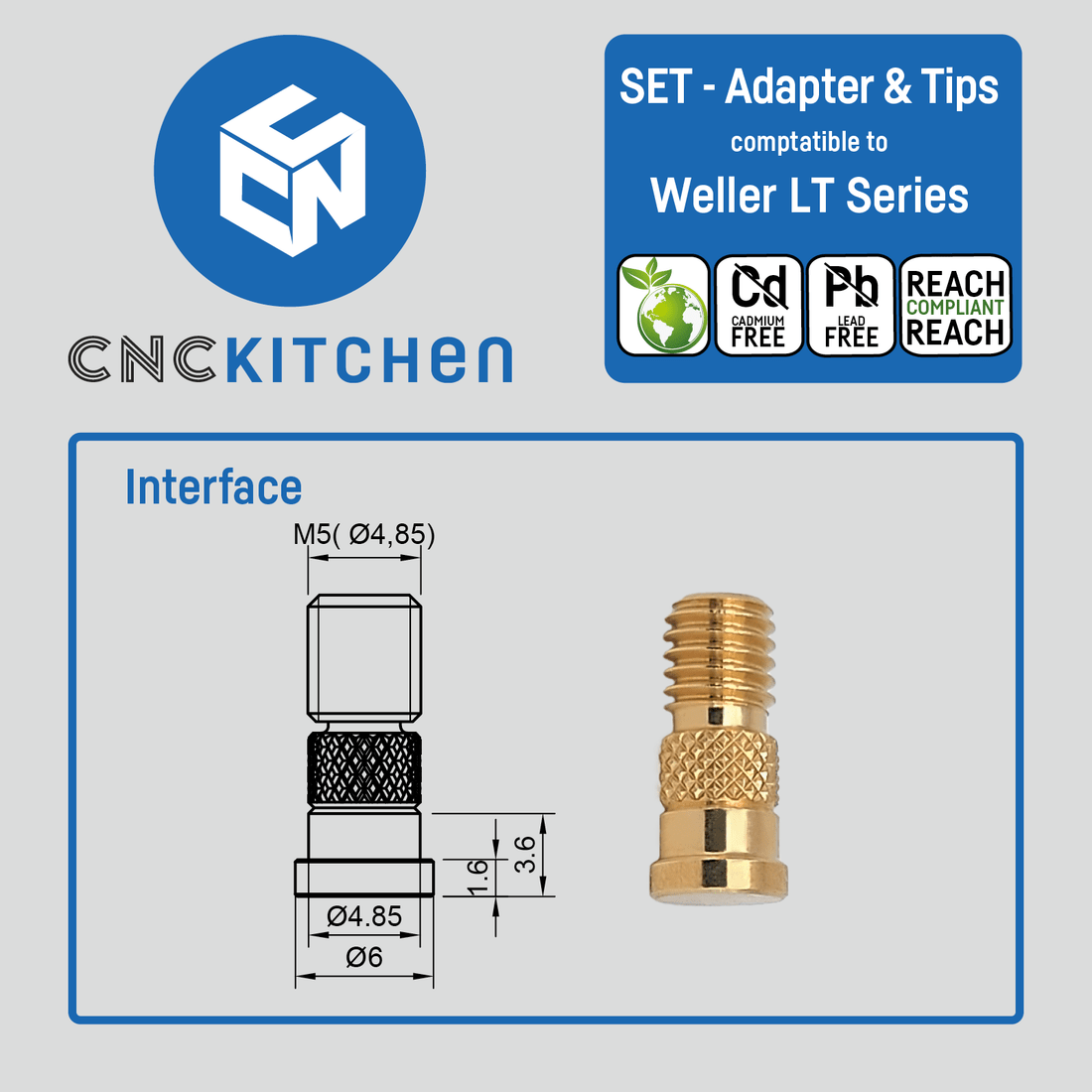 CNC Kitchen Soldering Tips SET compatible with Weller LT - 4262391010174 - DREMC STORE