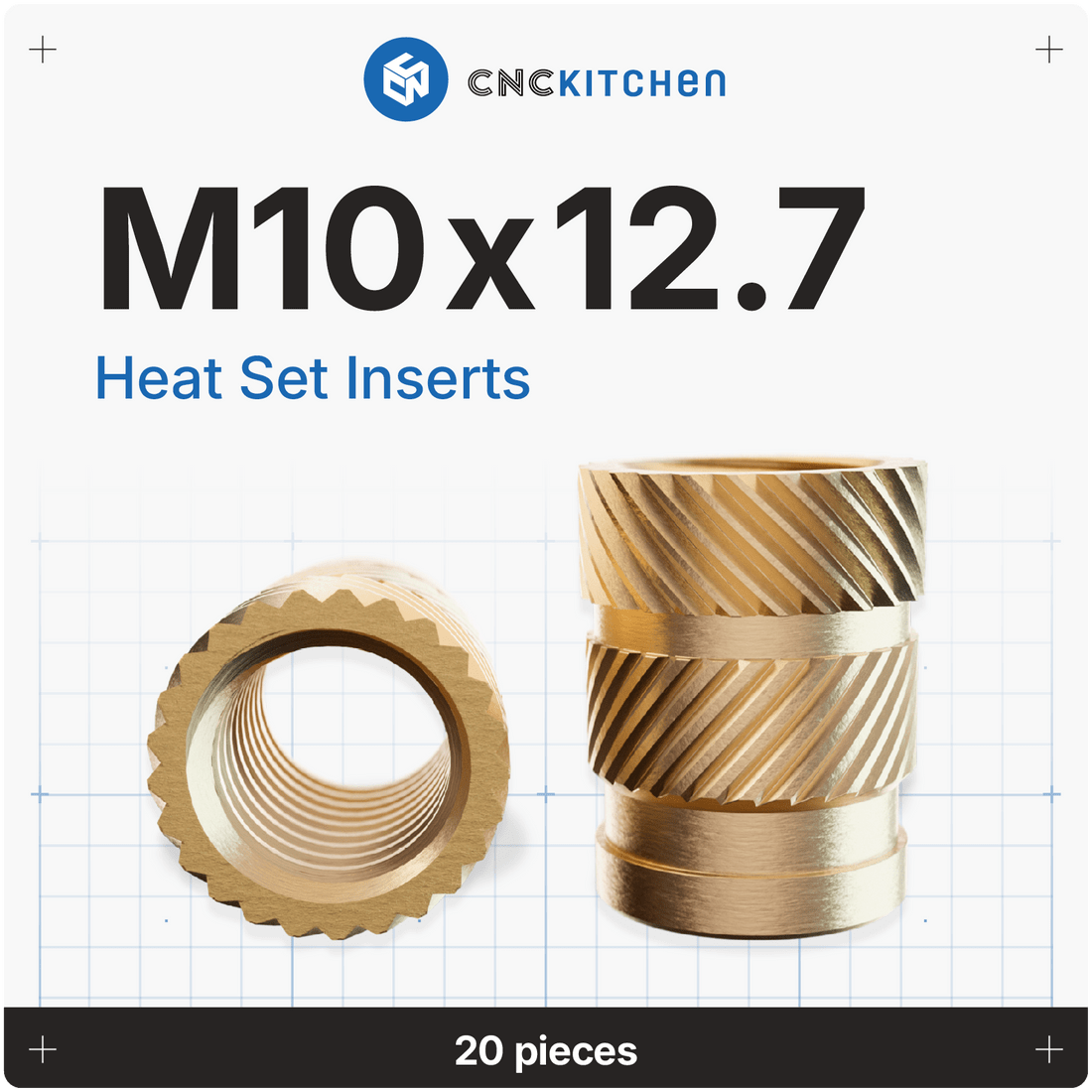 CNC Kitchen Threaded Insert M2 / M2.5 / M3 / M4 / M5 / M6 / M8 / M10 / 1.4" - G1/8 - 28x12.7 - 4262391011324 - DREMC STORE