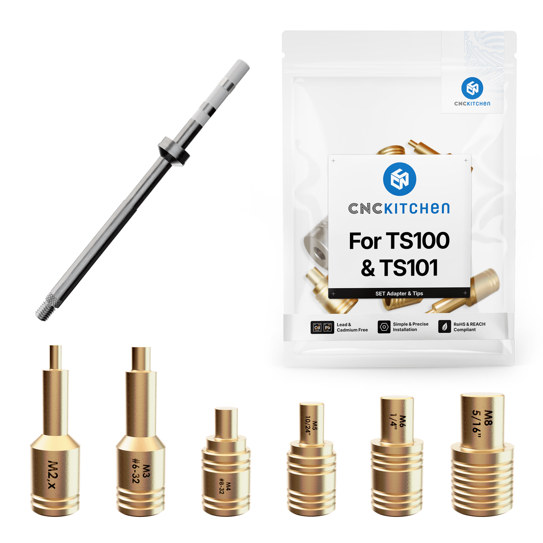 CNC Kitchen TS100/101 Soldering Adapter + Tips Set - 4262391010082+4262391010075 - DREMC STORE
