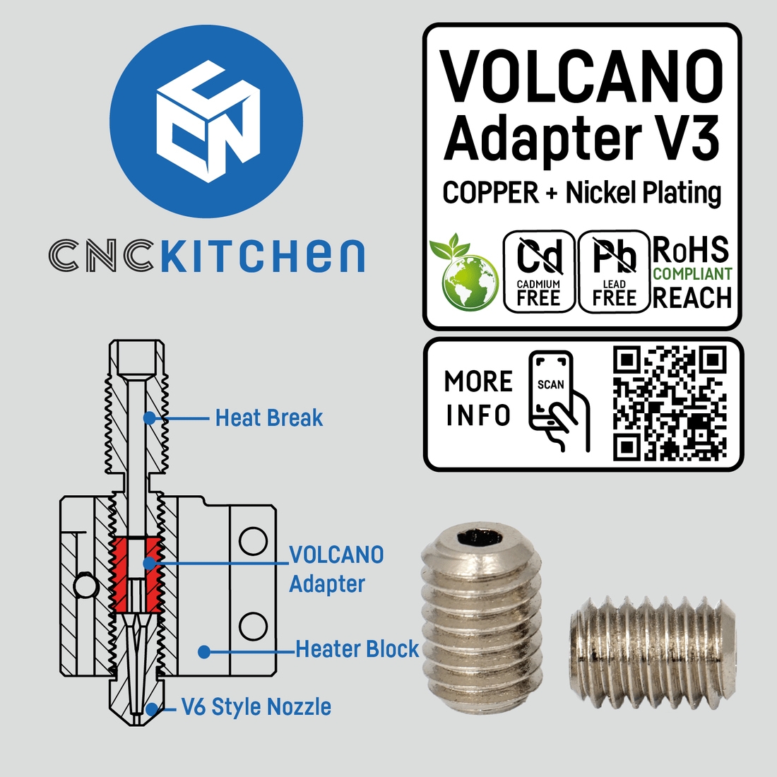 CNC Kitchen Volcano Adapter Version 3 - 0054047419684 - DREMC STORE