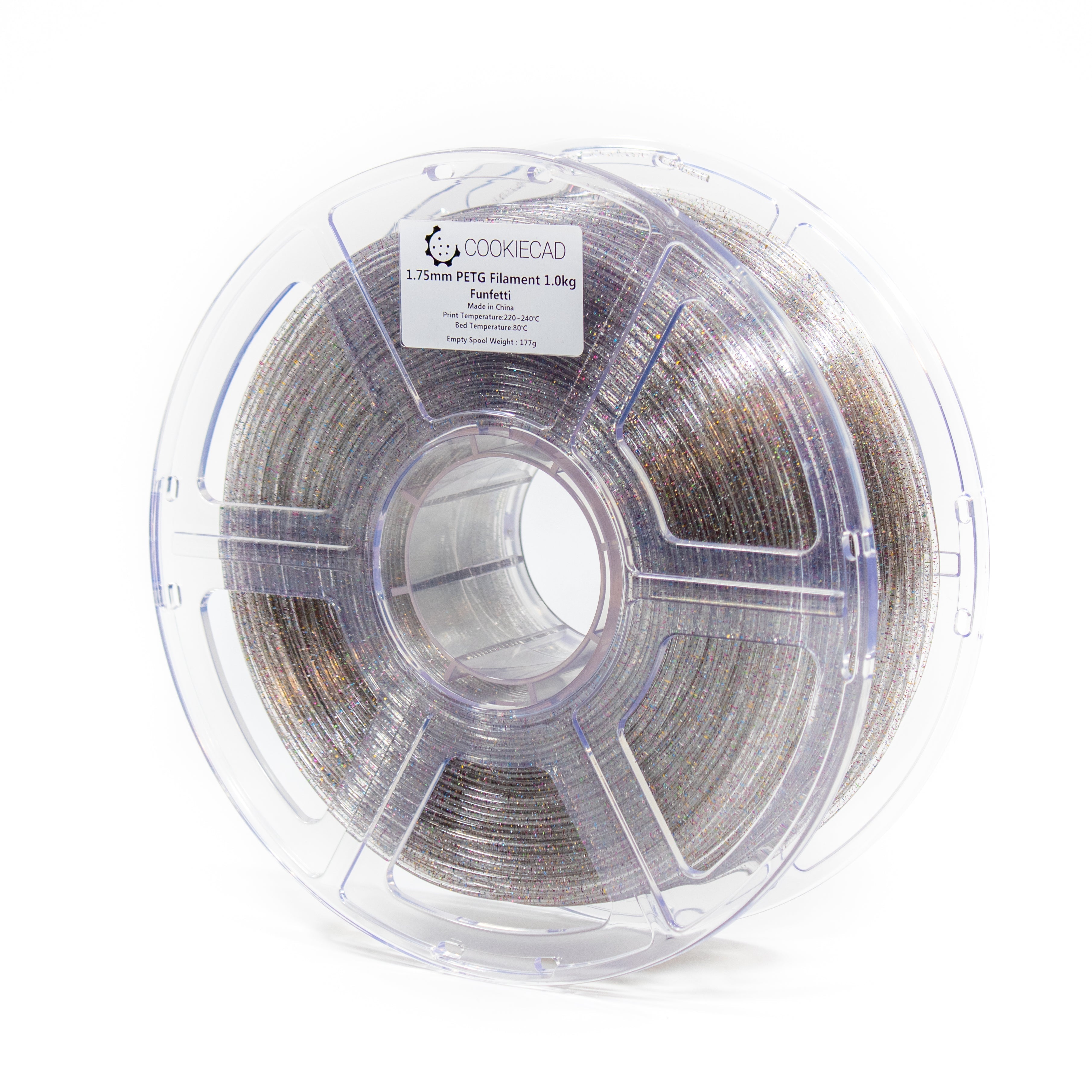Cookiecad Glittery Filament PETG Filament 1.75mm - 1kg - Funfetti Clear - petg-funfetti - DREMC STORE 3D Printing Supplies