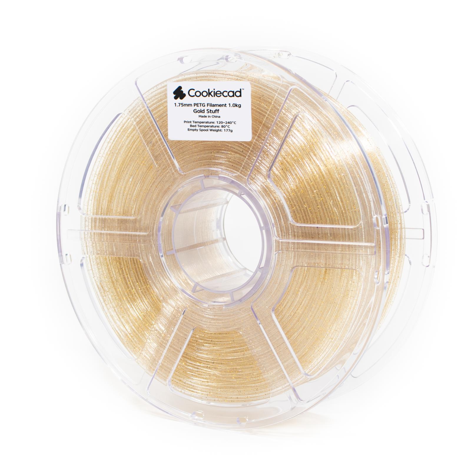 Cookiecad Glittery Filament PETG Filament 1.75mm - 1kg - Gold Dust Clear with Gold Glitter - petg-gold-dust-clear - DREMC STORE 3D Printing Supplies