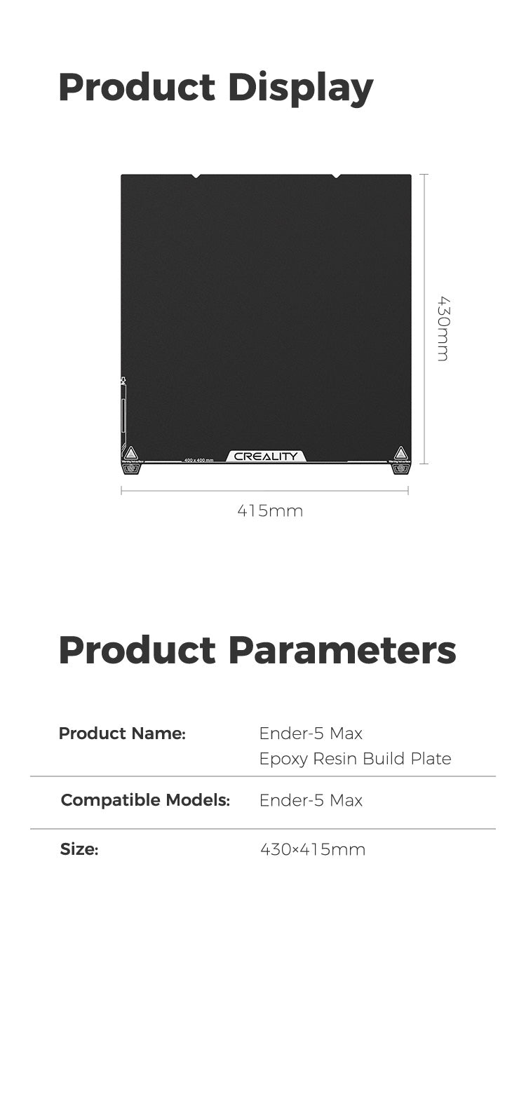 Creality Ender 5 Max Epoxy Resin Texture Build Plate 430*415mm - 4004090143 - DREMC STORE