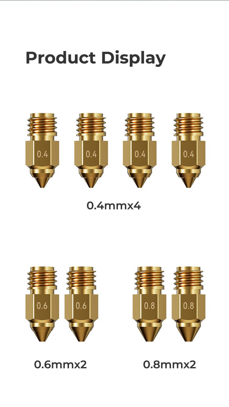 Creality Ender 5 Max Nozzle - Brass Mixed (8pc) - 4008030092 - DREMC STORE