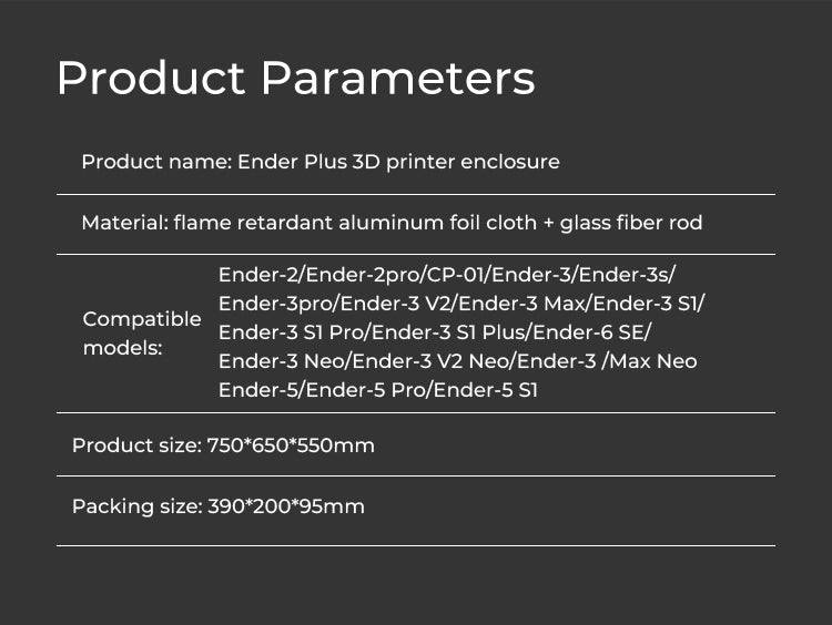 Creality Ender Plus 3D Printer Enclosure for Ender 3 Series and Ender 5 - 4008030061 - DREMC STORE