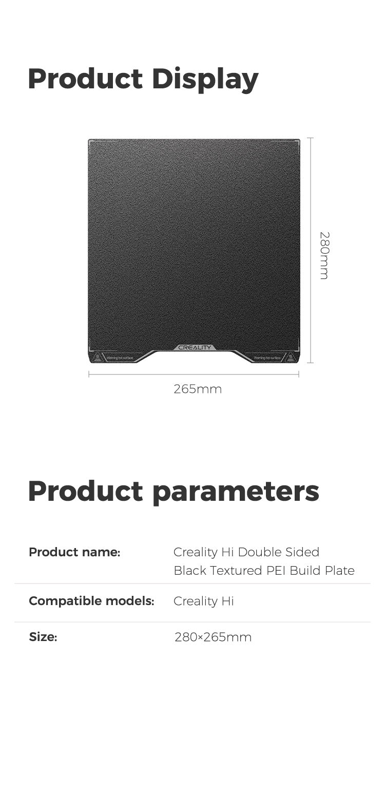 Creality Hi Double Sided Black Textured PEI Build Plate - 4004090150 - DREMC STORE