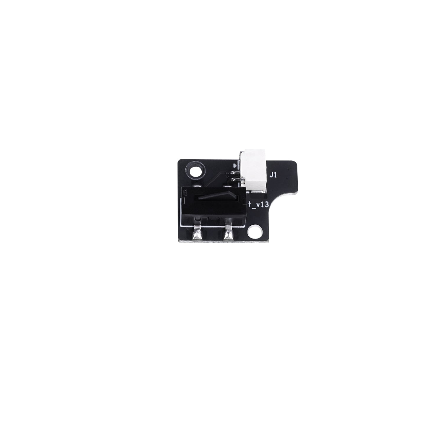 A black Creality limit switch for 3D printer, with mounting holes and brand labeling visible.