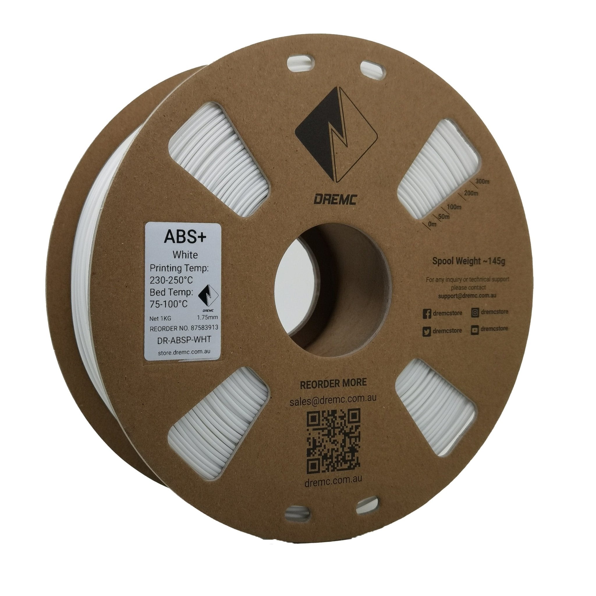 DREMC ABS+ Filament 1.75mm 1kg - White - DR - ABSP - WHT - DREMC STORE