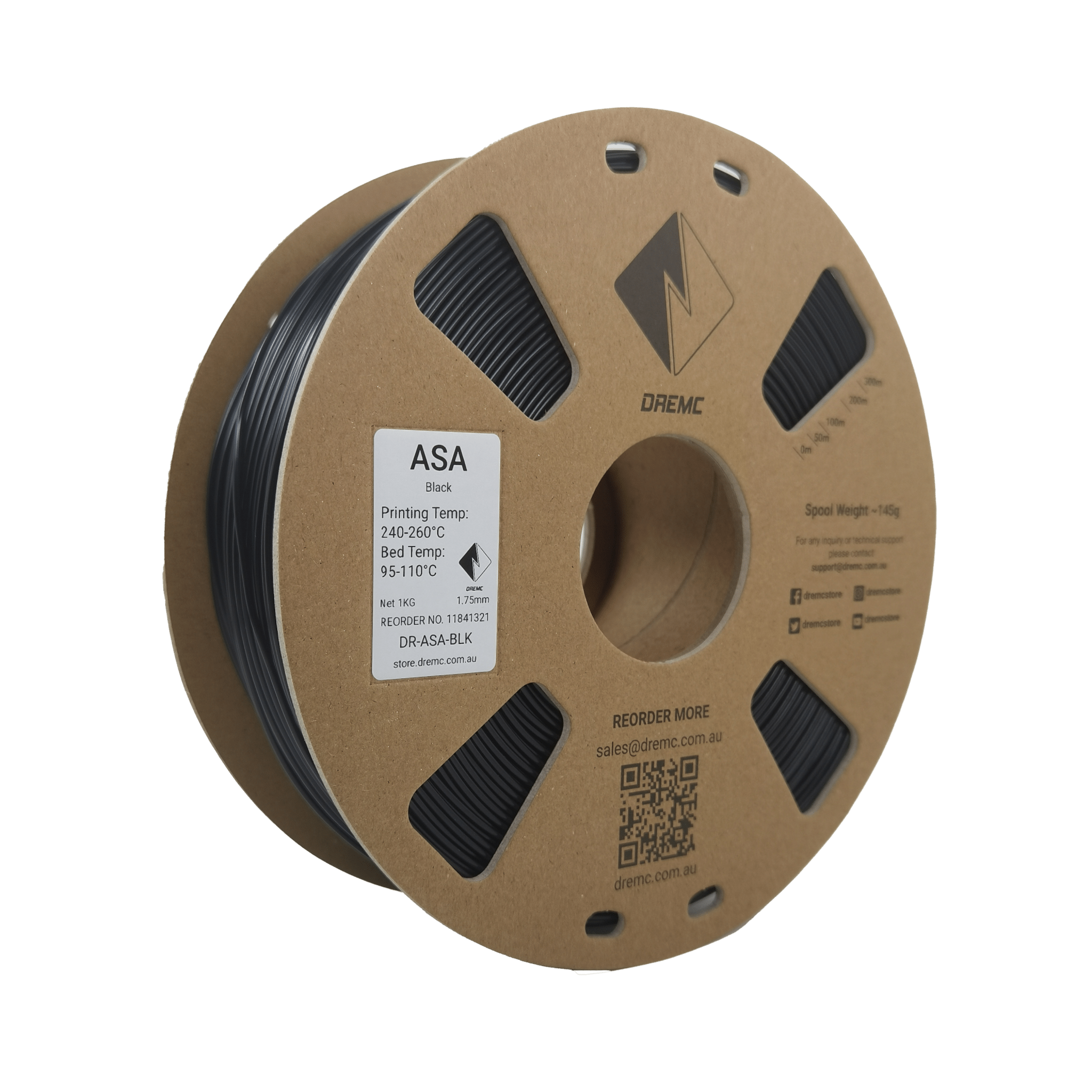 DREMC ASA Filament 1.75mm 1kg - Black - DR - ASA - BLK - DREMC STORE