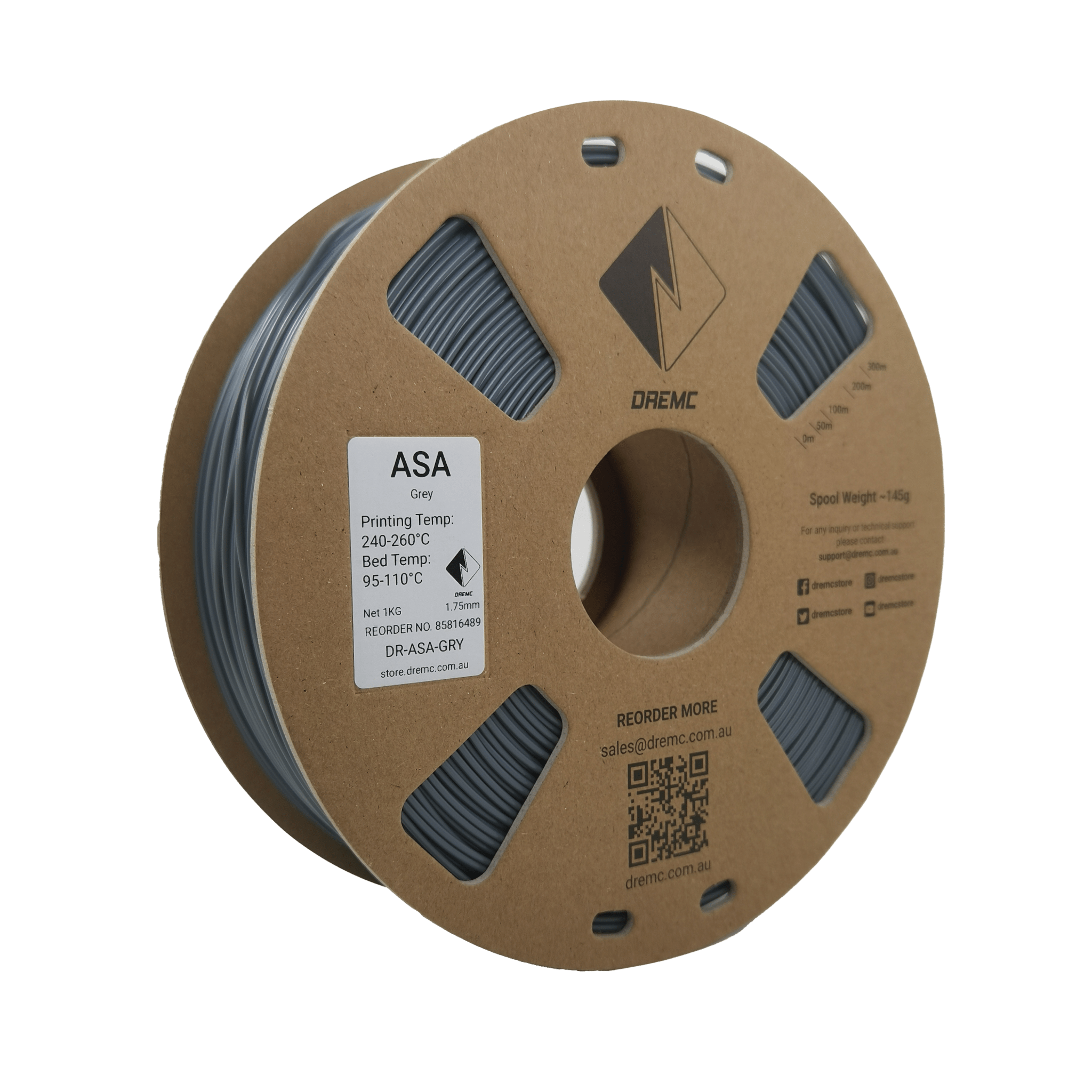 DREMC ASA Filament 1.75mm 1kg - Grey - DR - ASA - GRY - DREMC STORE