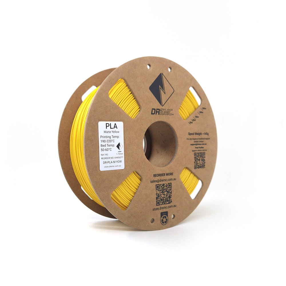 DREMC Matte PLA Filament 1.75mm 1kg - Yellow - DR - PLA - M - YOW - DREMC STORE