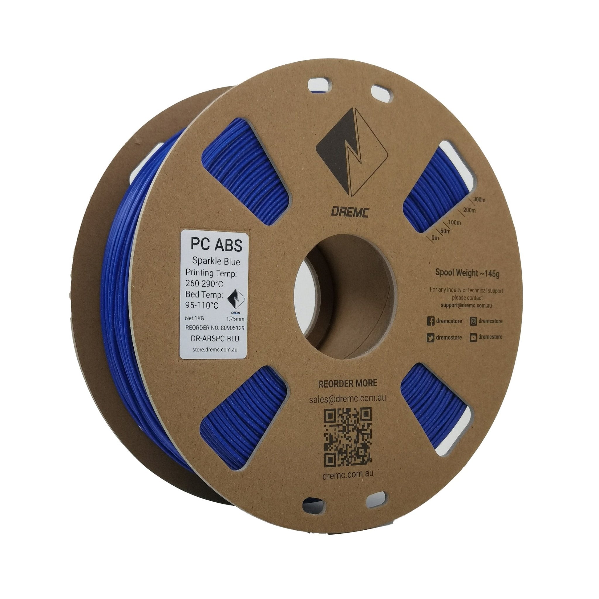 DREMC PC ABS Filament 1.75mm 1kg - Sparkle Blue - DR - ABSPC - BLU - DREMC STORE