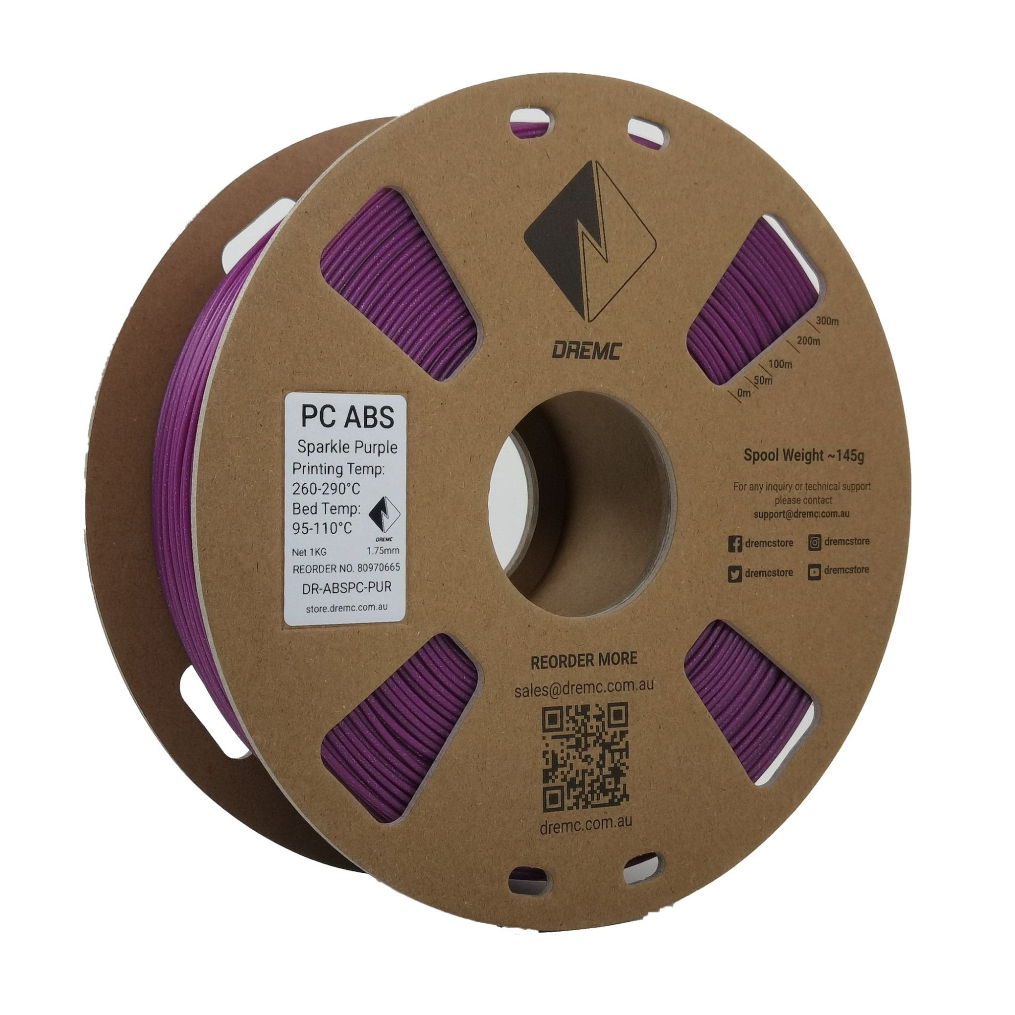 DREMC PC ABS Filament 1.75mm 1kg - Sparkle Purple - DR - ABSPC - PUR - DREMC STORE