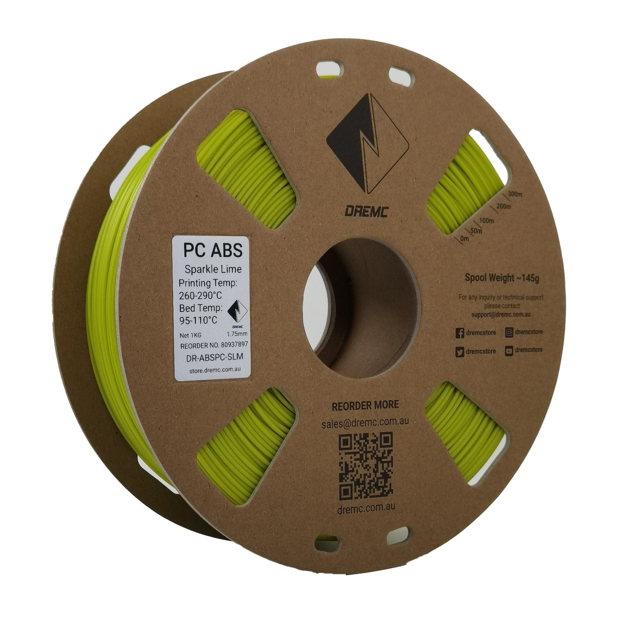 DREMC PC ABS Filament 1.75mm 1kg - Sparkle Lime - DR - ABSPC - SLM - DREMC STORE
