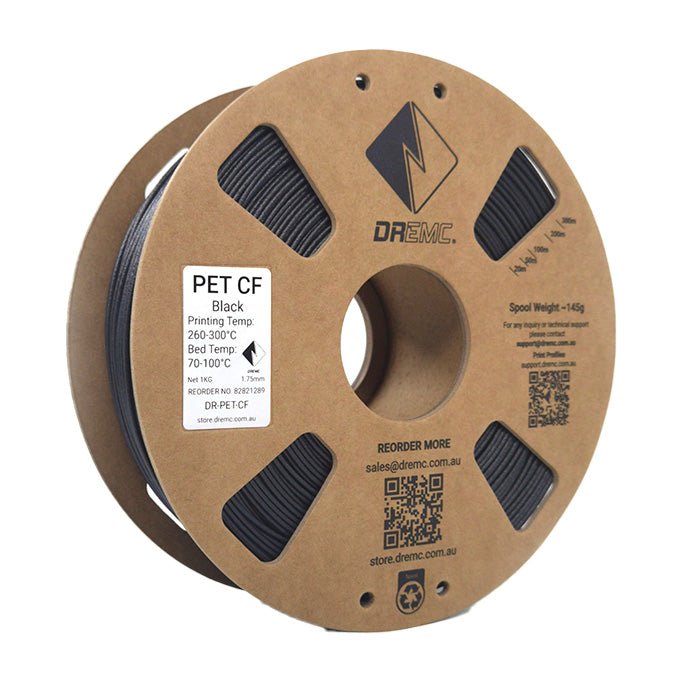 DREMC PET CF Filament 1.75mm 1kg - Black (Cardboard Spool) - DR - PET - CF - DREMC STORE