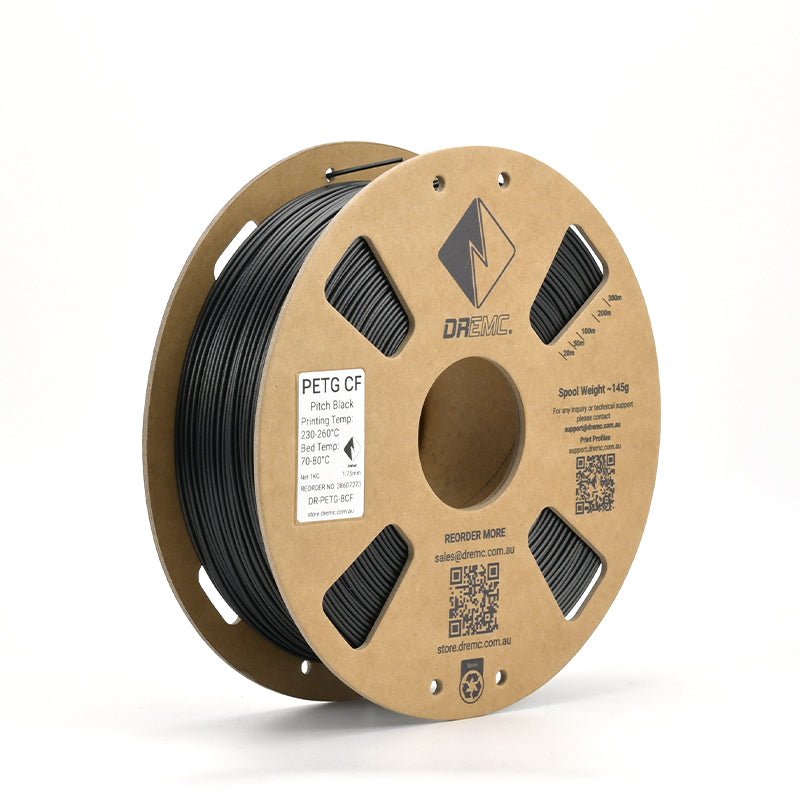 DREMC PETG CF Carbon Fibre Filament 1.75mm 1kg - Pitch Black - DR - PETG - BCF - DREMC STORE