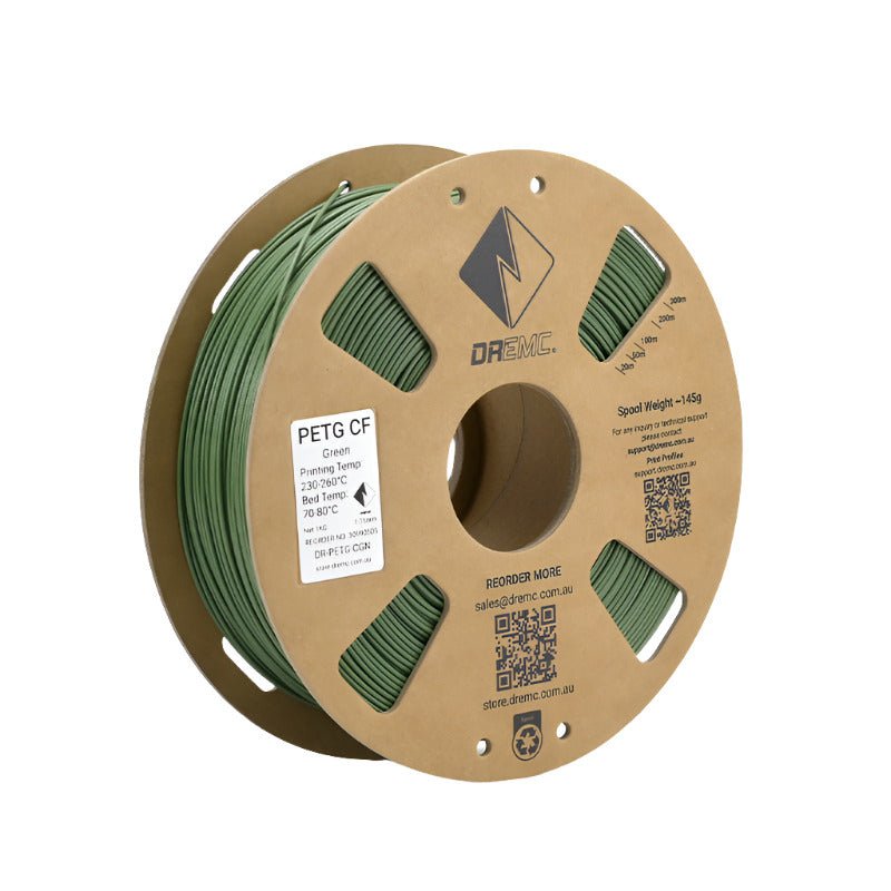 DREMC PETG CF Carbon Fibre Filament 1.75mm 1kg - Green - DR - PETG - CGN - DREMC STORE